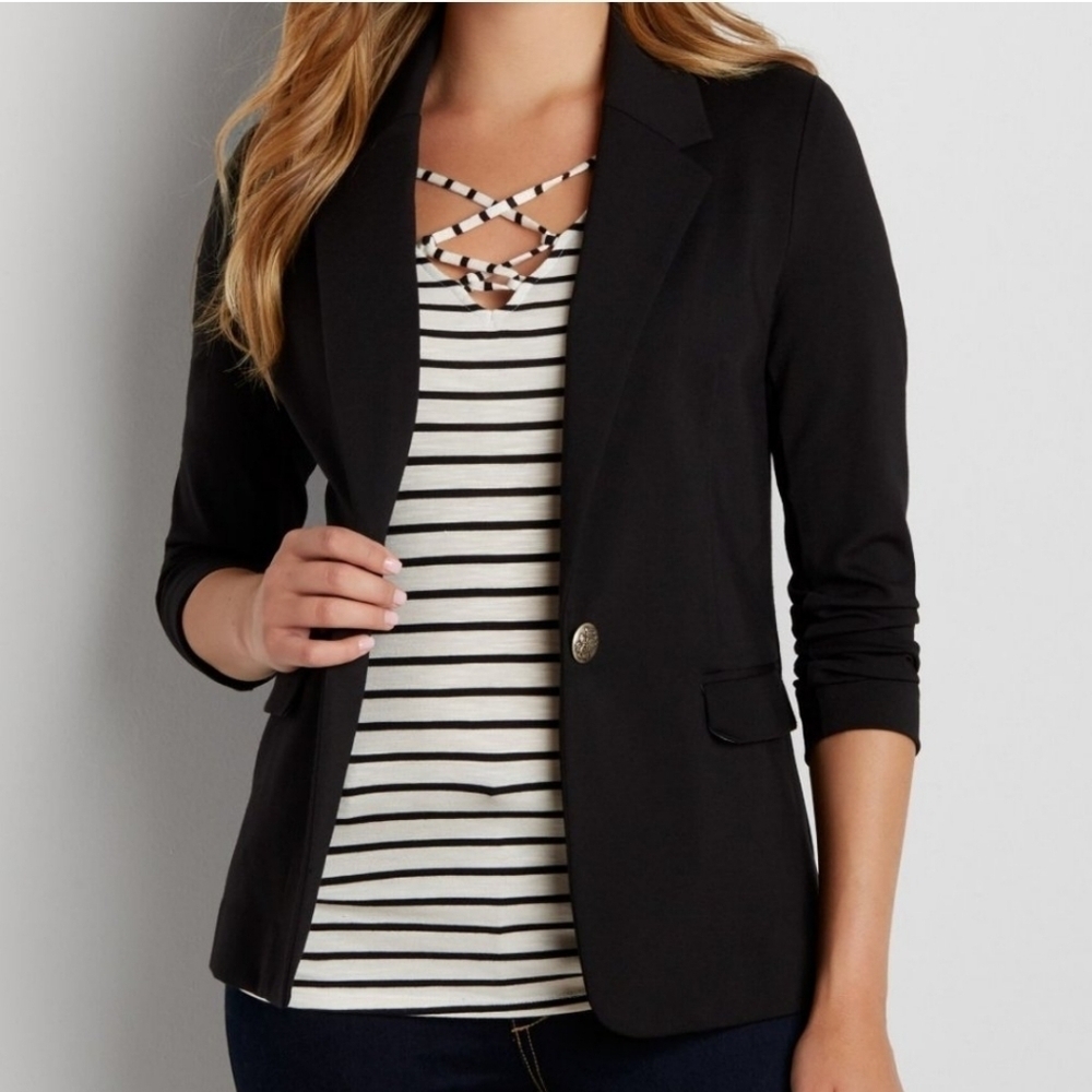 Maurices Black Longline Boyfriend Blazer NWT